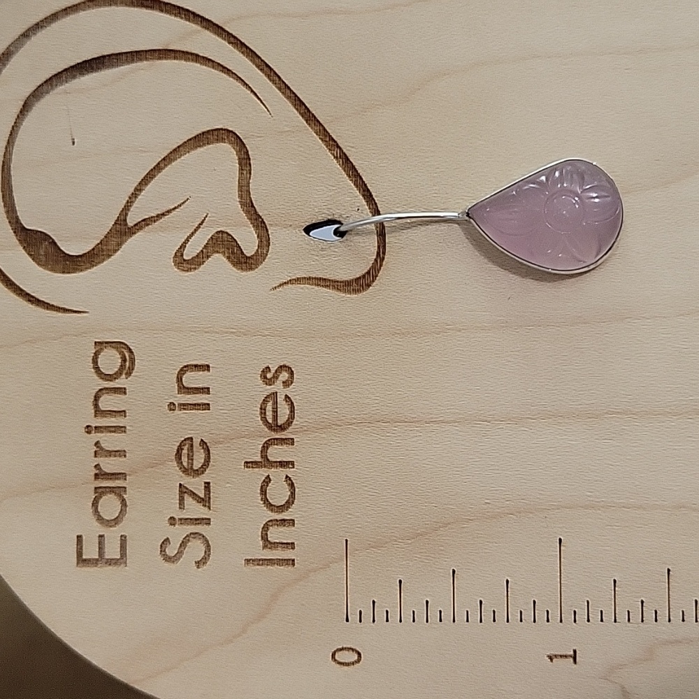 Floral Etched Glass Drop Earrings, lilac - Picture 3 of 7